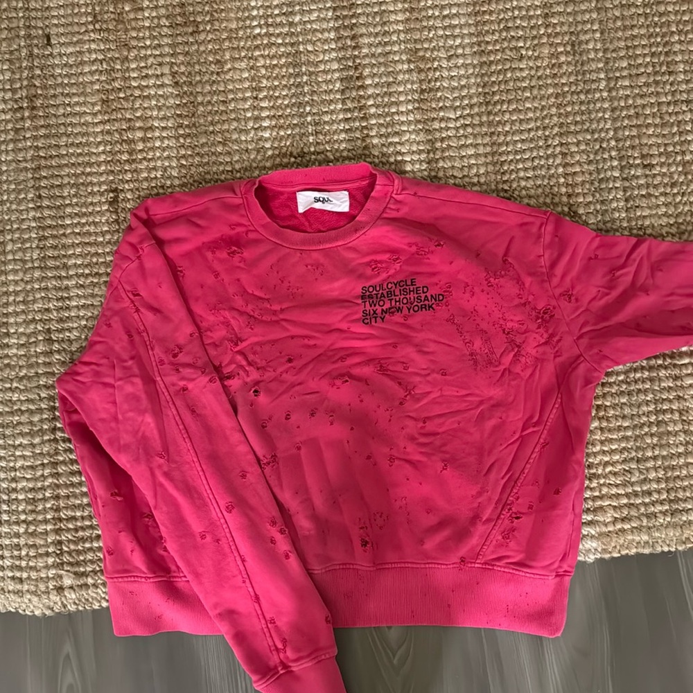 Distressed SOULCYCLE cropped crewneck